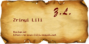 Zrinyi Lili névjegykártya
