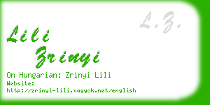 lili zrinyi business card